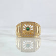 Anillo Red De Mosaico 8.4gr / T9 3/4 / Circones Blancos Y Verde Oro Amarillo 18K ©