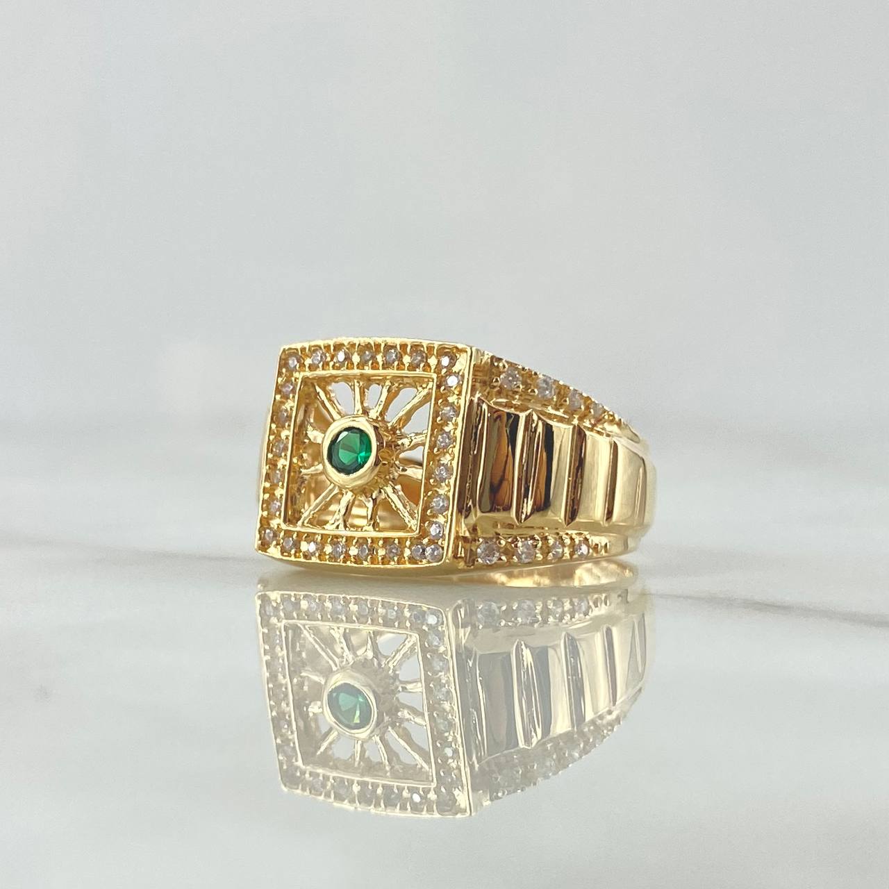 Anillo Red De Mosaico 8.4gr / T9 3/4 / Circones Blancos Y Verde Oro Amarillo 18K ©