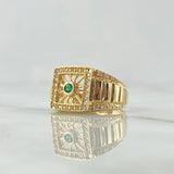 Anillo Red De Mosaico 8.4gr / T9 3/4 / Circones Blancos Y Verde Oro Amarillo 18K ©