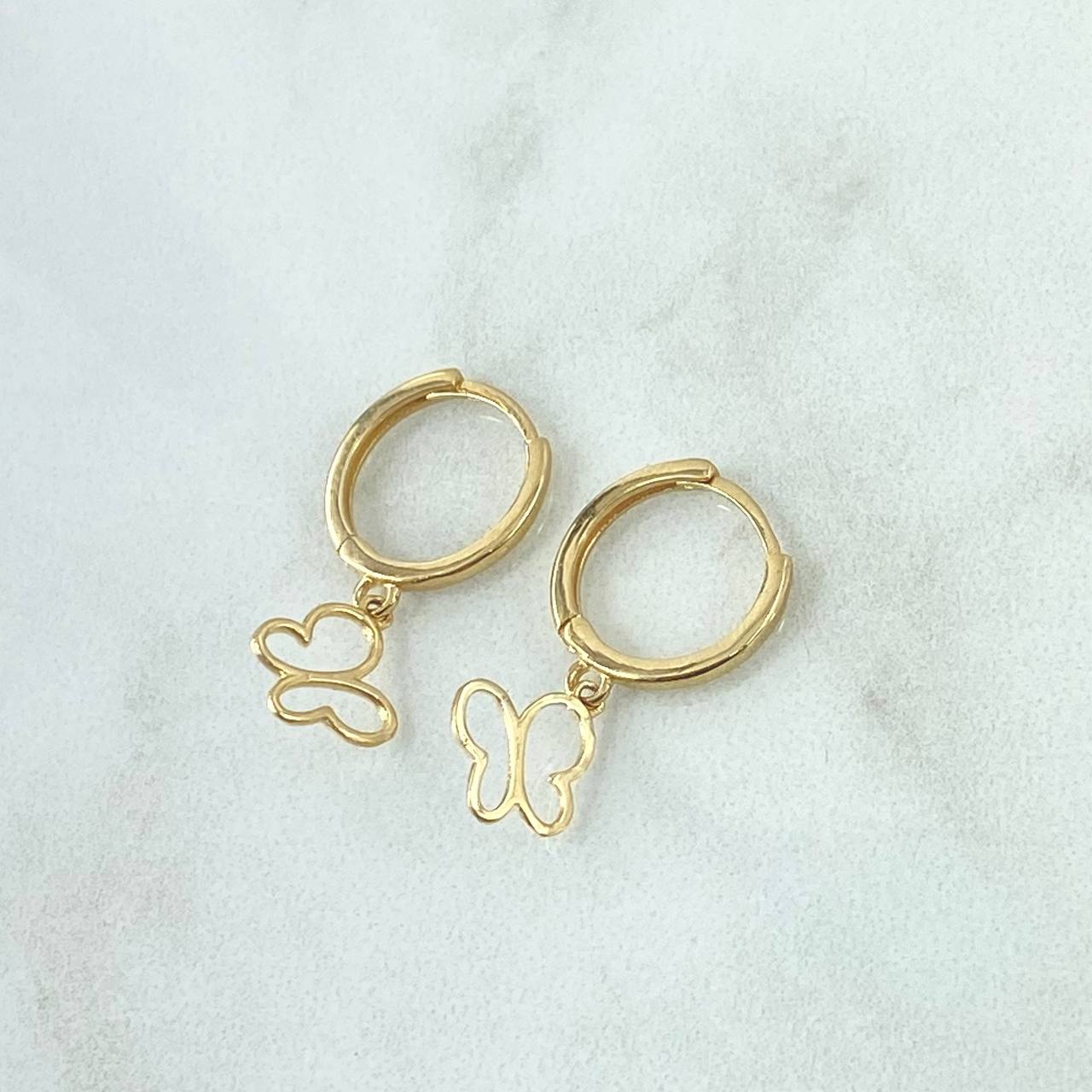 Candongas Silueta Mariposa 1.7gr / 2.4cm / Oro Amarillo 18K *