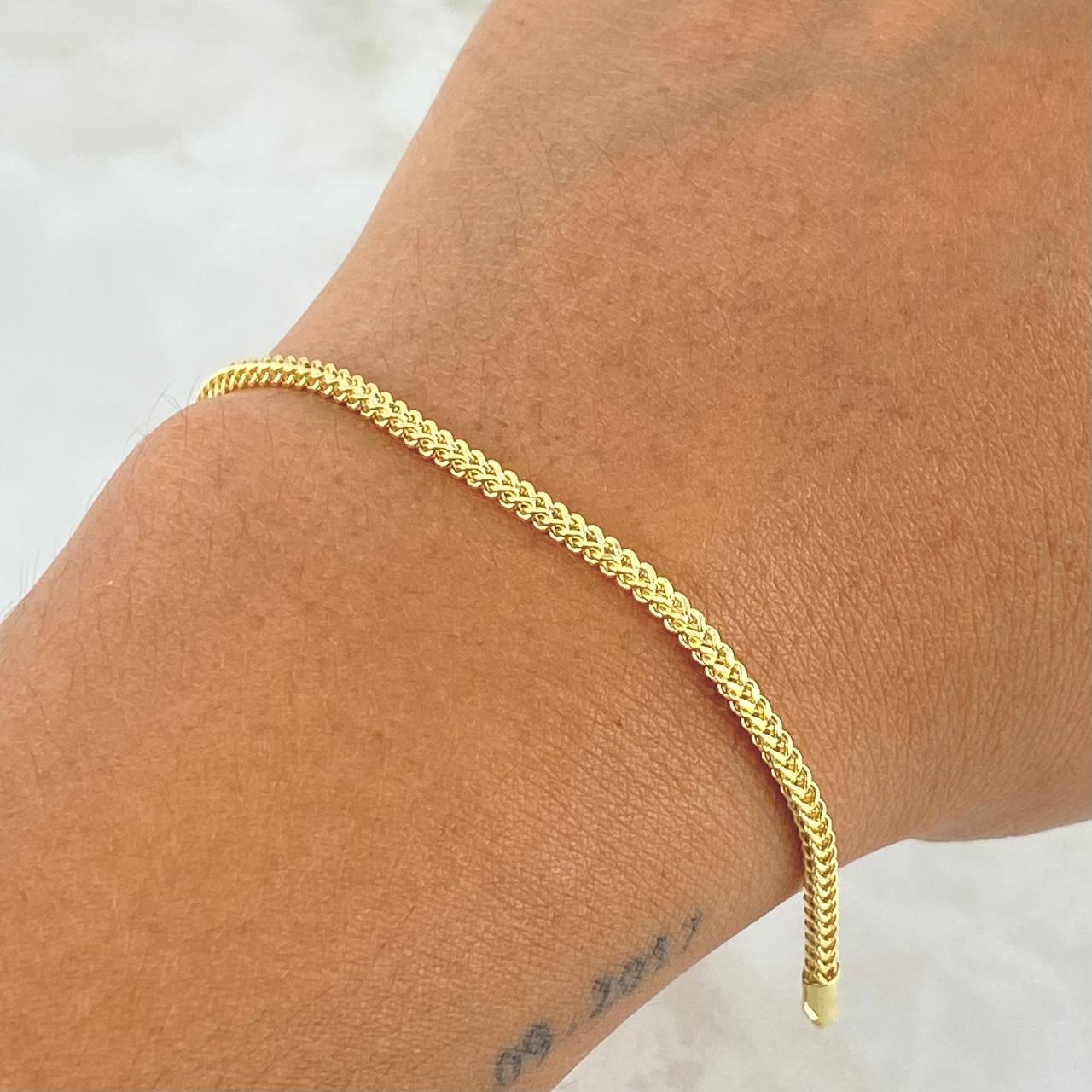 Pulso Franco 5.1gr / 21.5cm / 3mm Oro Amarillo +4 18K