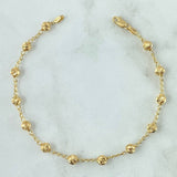Pulso Espiga 2.7gr / 18cm / 4mm Bolas Diamantadas Oro Amarillo 18K