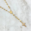 Rosario Virgen Milagrosa 12.25gr / 60cm / 4mm-5mm Bolas Diamantadas Cruz Cristo Circones Blancos Oro Amarillo 18K