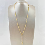 Rosario Virgen Milagrosa 12.25gr / 60cm / 4mm-5mm Bolas Diamantadas Cruz Cristo Circones Blancos Oro Amarillo 18K