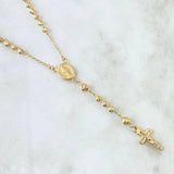 Rosario Virgen Milagrosa 7.95gr / 50cm / 3mm-4mm Bolas Diamantadas Cruz Cristo Oro Amarillo 18K