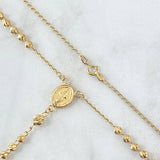 Rosario Virgen Milagrosa 7.95gr / 50cm / 3mm-4mm Bolas Diamantadas Cruz Cristo Oro Amarillo 18K