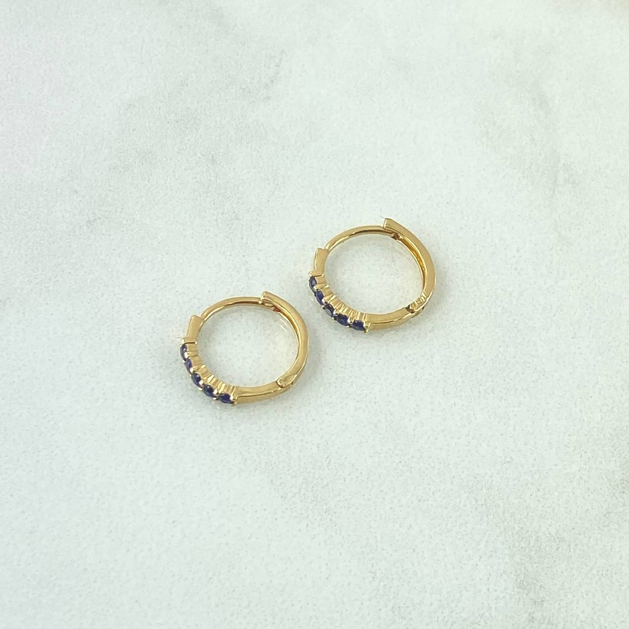 Candongas Parciales 1.1gr / 1.2cm / Zafiro 20 Pts Oro Amarillo 18K (Joya) *