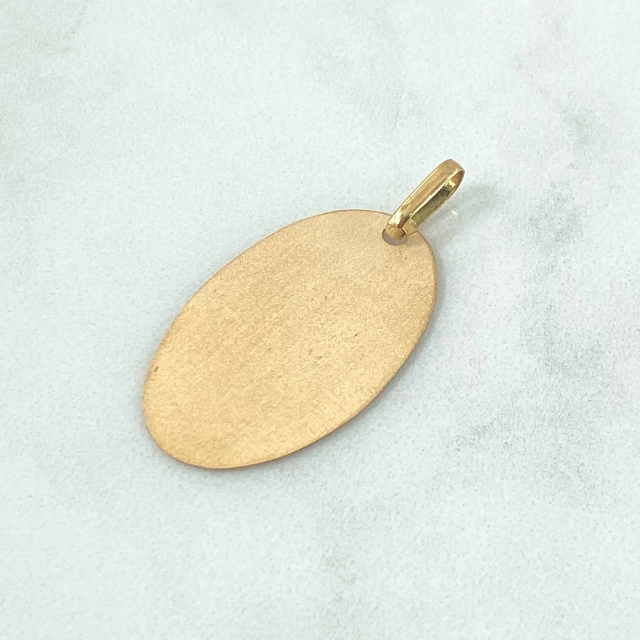 Dije Placa Ovalada 1.95gr / 3.5cm - 2.9cm * 1.8cm / Mate Oro Amarillo