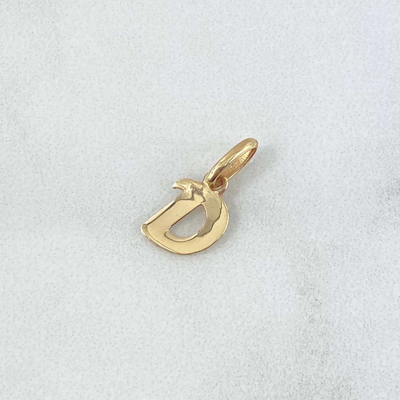 Dije Letra D Cursiva 0.45gr / 1.7cm / Lisa Oro Amarillo 18K