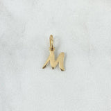 Dije Letra M Cursiva 0.5gr / 1.6cm-Lisa Oro Amarillo 18K *