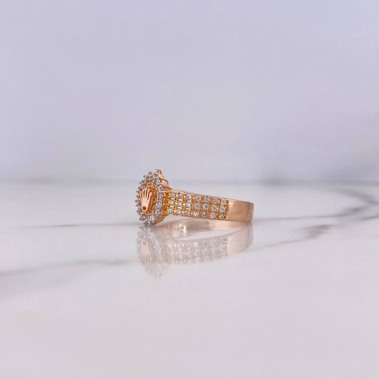 Anillo Correa Corona RX 4.25gr / T7 3/4 / Circones Blancos Oro Rosa 18K &