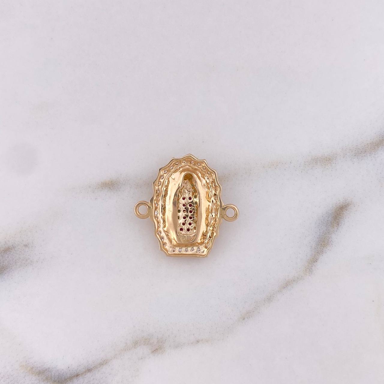 Herraje Virgen Gualdalupe 3.5gr / 2.1cm / Circones Fucsias Verdes Blancos Oro Amarillo 18K &