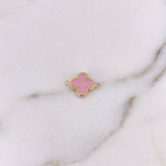 Herraje Trebol 0.85gr / 1.7cm / Electroestatico Rosado Oro Amarillo 18K &
