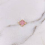 Herraje Trebol 0.85gr / 1.7cm / Electroestatico Rosado Oro Amarillo 18K &