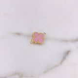 Herraje Trebol 0.85gr / 1.7cm / Electroestatico Rosado Oro Amarillo 18K &