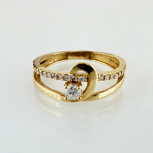 Anillo Solitario Ola Paralela 2.3gr / T6 / Oro Amarillo 18K