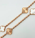 Cadena Militar Trebol blanco Diamantado 27gr / 50cm / 14.9mm Oro Rosa Nac.Esp. 18K ©