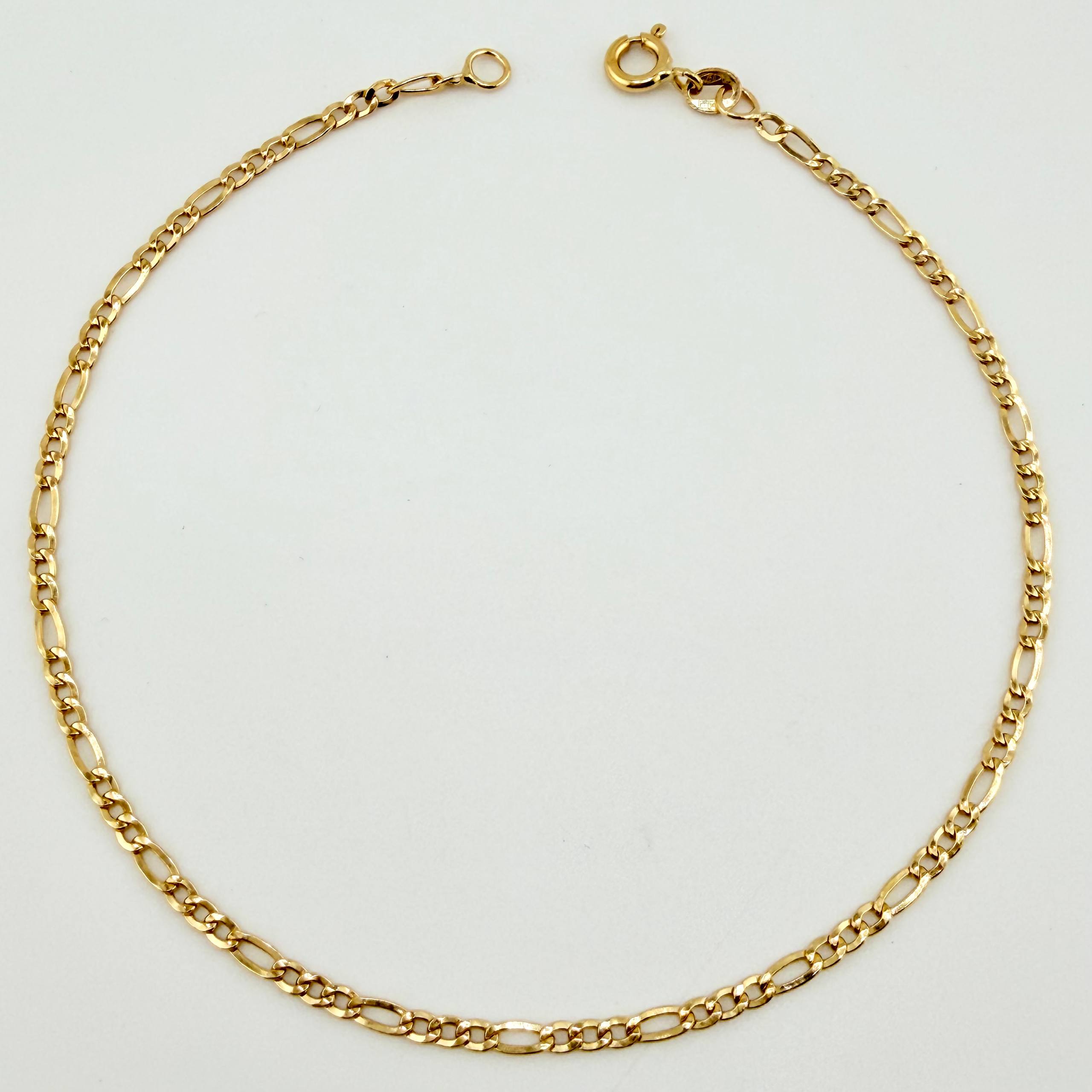 Tobillera Fígaro 2.2gr / 24.5cm / 2.9mm Oro Amarillo +1 ©