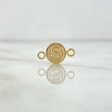 Herraje Letra S 0.35gr / 1.5cm / Circulo Texturizado Rustico Oro Amarillo 18K