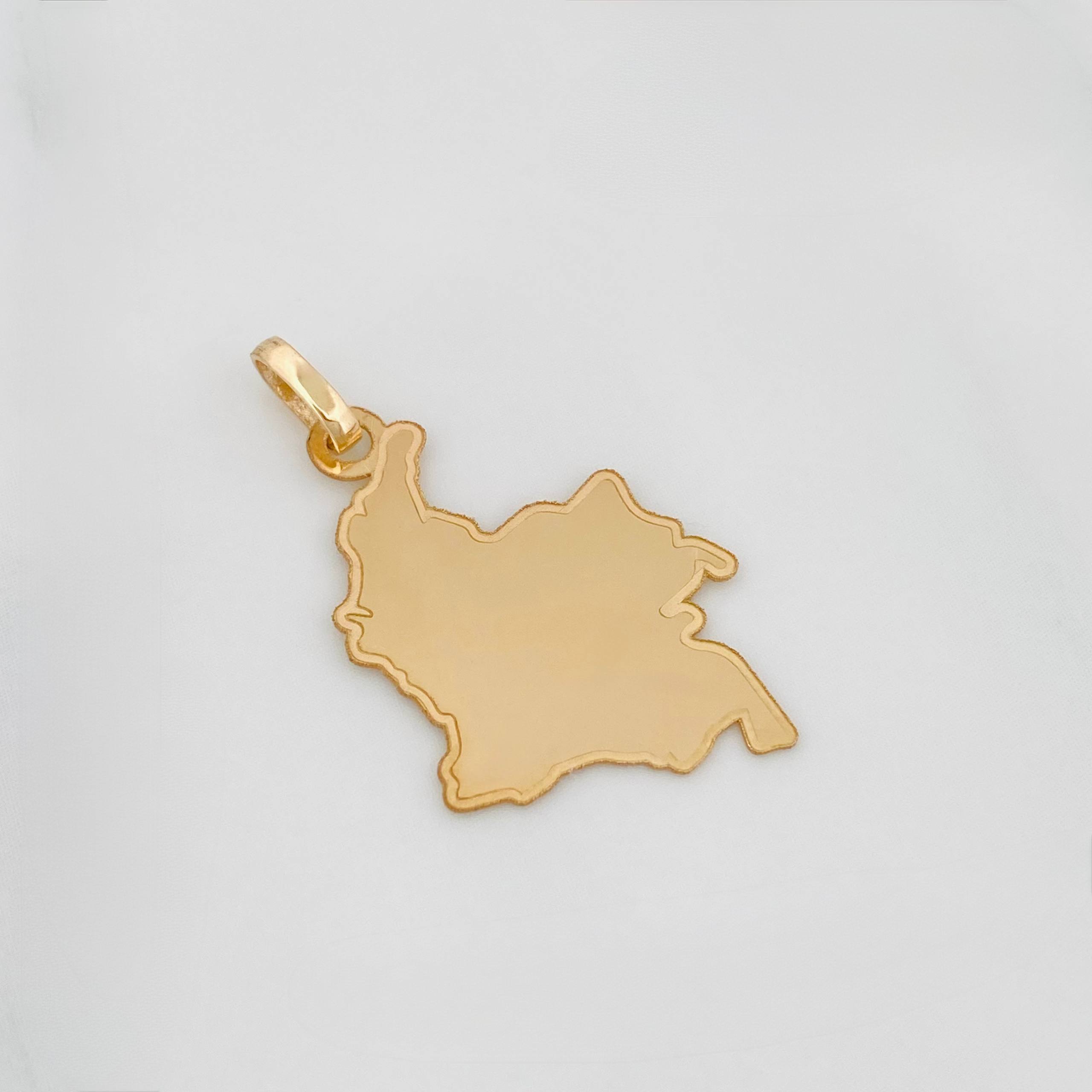 Dije Placa Mapa Colombia 1.1 g / 3 cm Oro Amarillo 18K