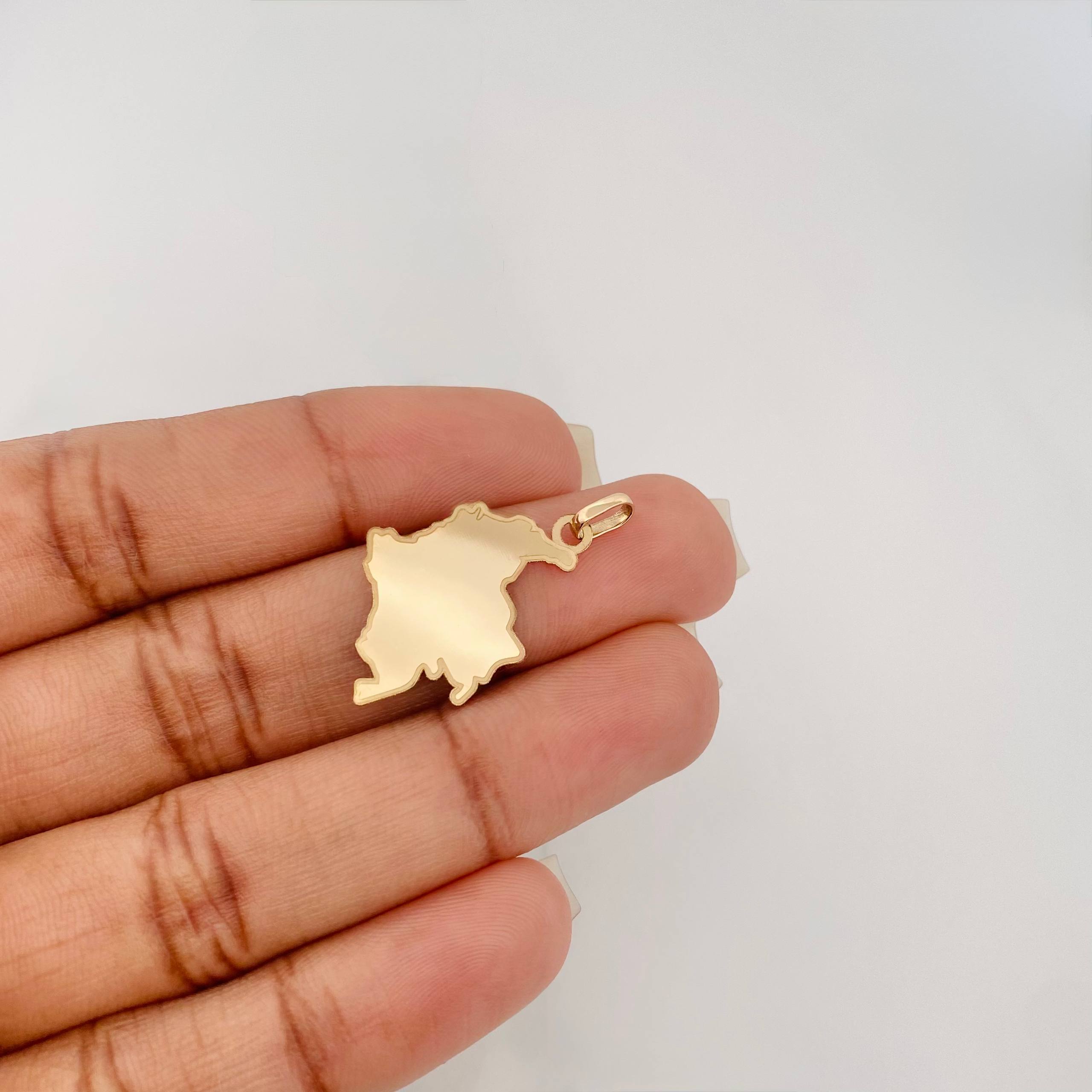 Dije Placa Mapa Colombia 1.2 g / 3 cm Oro Amarillo 18K