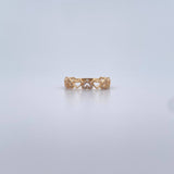 Anillo Corazones 2.15gr / T7 / Circones Blancos Oro Amarillo 18K &