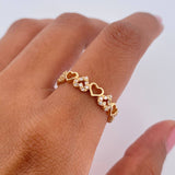 Anillo Corazones 2.15gr / T7 / Circones Blancos Oro Amarillo 18K &