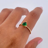 Anillo Solitario Corazon 1.55gr / T5 1/2 / Circon Verde Oro Amarillo 18K &