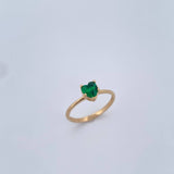 Anillo Solitario Corazon 1.55gr / T5 1/2 / Circon Verde Oro Amarillo 18K &