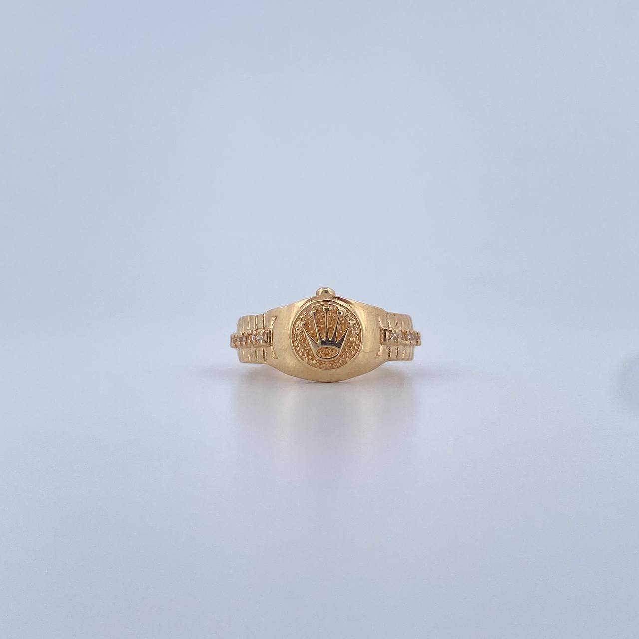 Anillo Correa Corona RX 3.45gr / T8 / Circones Blancos Oro Amarillo 18K &