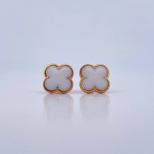 Topos Trebol 3.9gr / Electroestatico Blanco Oro Amarillo 18K &