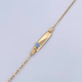 Pulso Bebé Cajon Corazon Celeste 1.4gr / 13.4cm-14.5cm / 1.7mm Placa Rectangular Curva Oro Amarillo 18K $