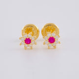 Topos Flor Ocho Petalos 0.6 g / 5.4 mm Oro Amarillo 18K