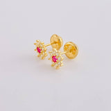 Topos Flor Ocho Petalos 0.85 g / 6.3 mm Oro Amarillo 18K