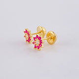 Topos Flor Ocho Petalos 0.85 g / 6.3 mm Oro Amarillo 18K