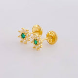 Topos Flor Ocho Petalos 0.85 g / 6.3 mm Oro Amarillo 18K