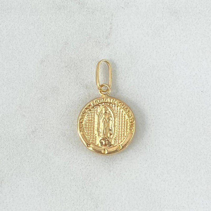 Dije Virgen Guadalupe 0.8gr / 2cm / Lisa - Circulo Texturizado Oro Amarillo 18K ©