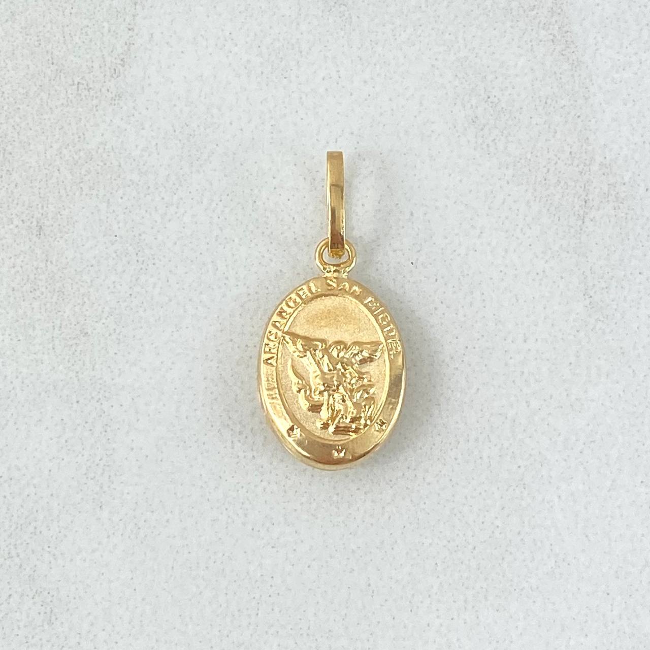 Dije San Miguel 0.7gr / 2cm / Lisa - Circulo Texturizado Oro Amarillo 18K ©