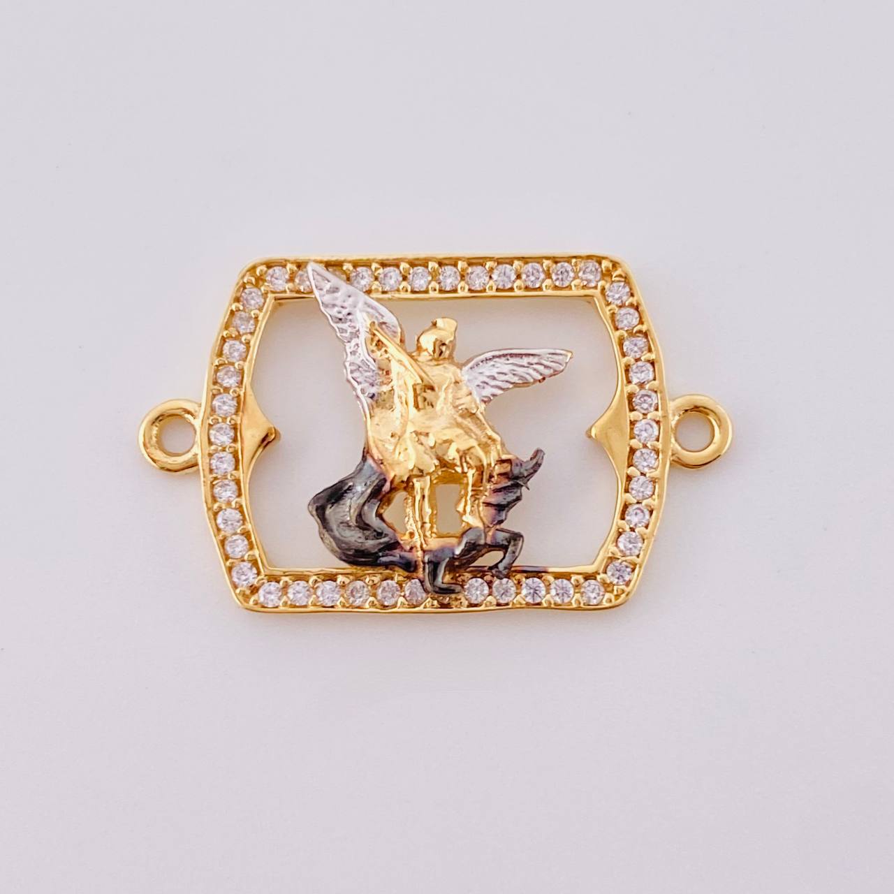 Herraje Marco San Miguel Arcangel 2 g / 2.5 cm Dos Oros Amarillo Blanco 18K