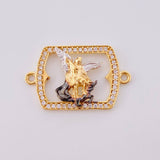 Herraje Marco San Miguel Arcangel 2 g / 2.5 cm Dos Oros Amarillo Blanco 18K
