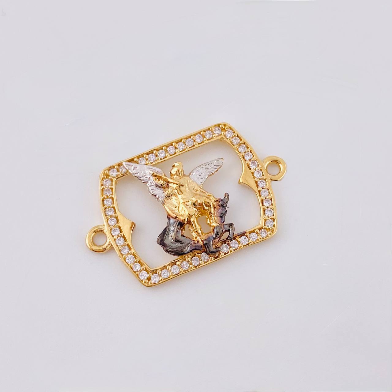 Herraje Marco San Miguel Arcangel 2 g / 2.5 cm Dos Oros Amarillo Blanco 18K