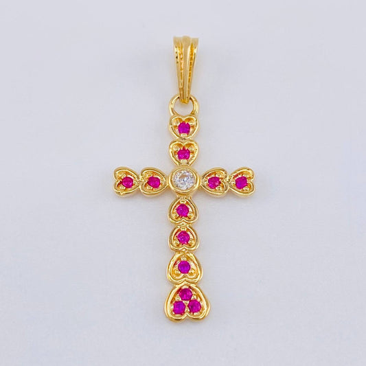 Dije Cruz Corazones 1.65 g / 3 cm Oro Amarillo 18K