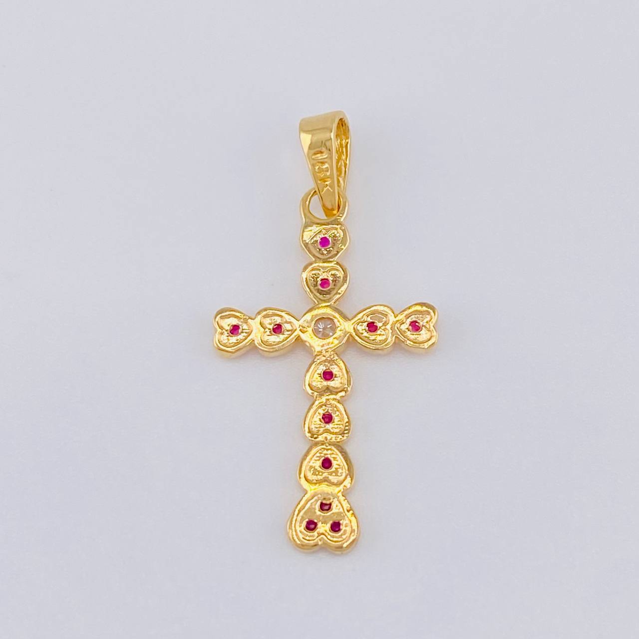 Dije Cruz Corazones 1.65 g / 3 cm Oro Amarillo 18K