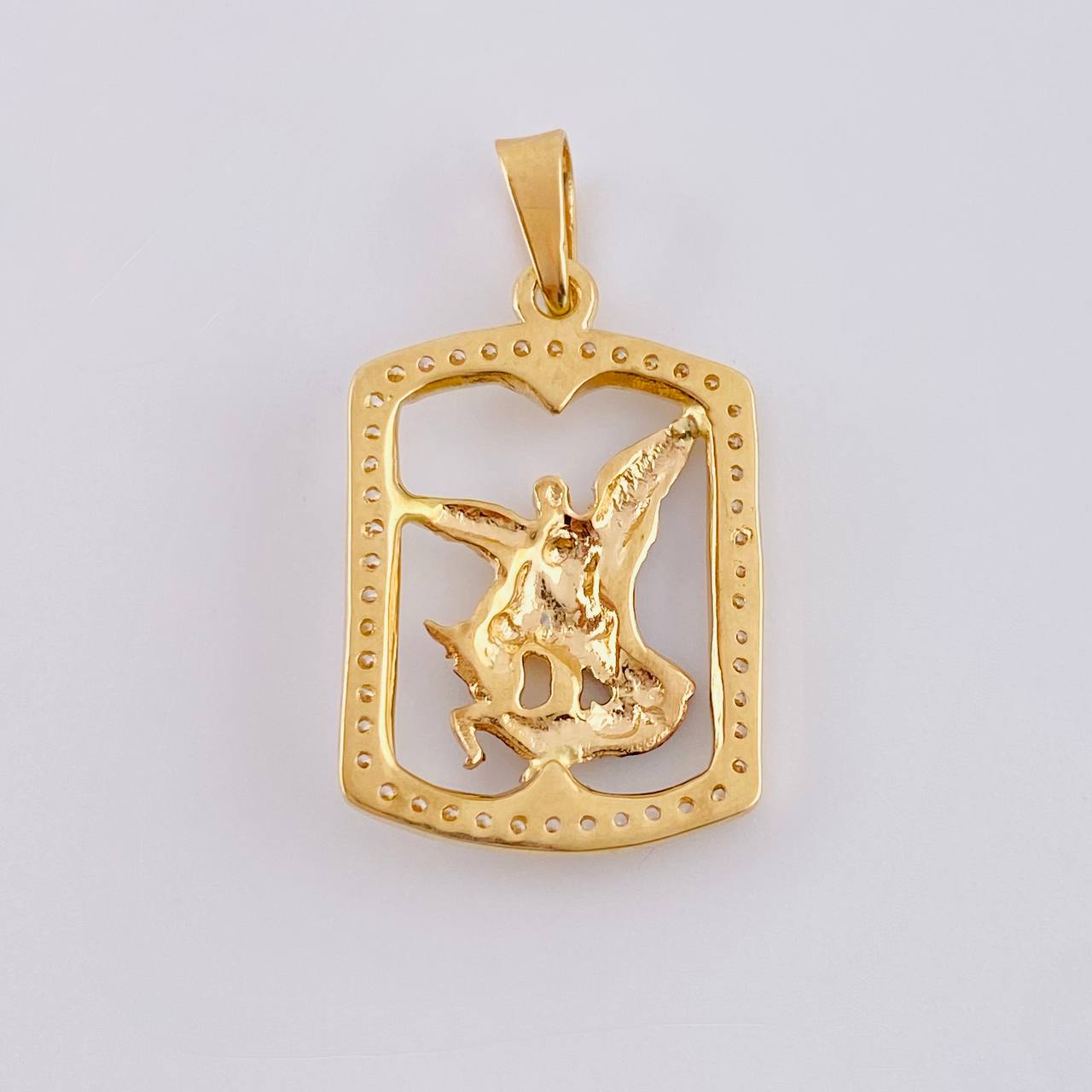 Dije Marco San Miguel 1.85 g / 3.6 cm Dos Oros Amarillo Blanco 18K