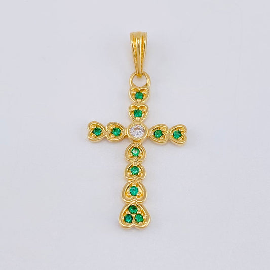Dije Cruz Corazones 1.65 g / 3 cm Oro Amarillo 18K