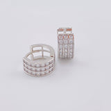 Candongas Triple Carril Basteado 3.35 g / 1 cm Oro Blanco 18K