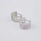 Candongas Triple Carril Basteado 3.35 g / 1 cm Oro Blanco 18K