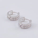 Candongas Doble Carril Basteado 2.6 g / 1 cm Oro Blanco 18K