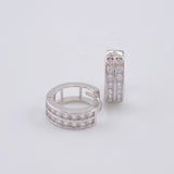 Candongas Doble Carril Basteado 2.6 g / 1 cm Oro Blanco 18K