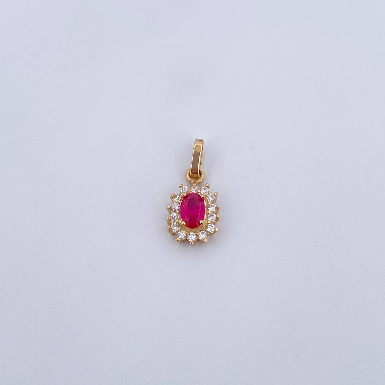 Dije Halo 1.25gr / 1.8cm / Circones Fucsia Blancos Oro Amarillo 18K &